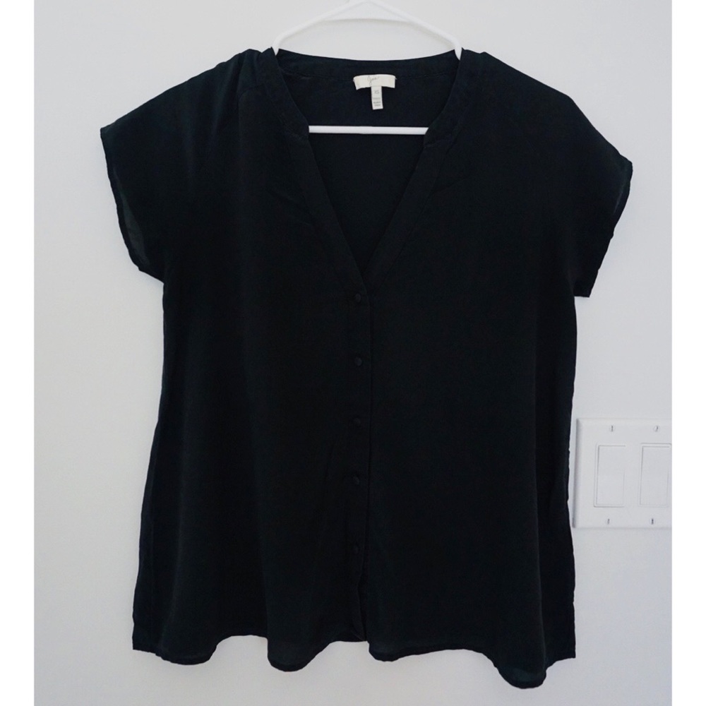 Joie silk black v neck short sleeve top